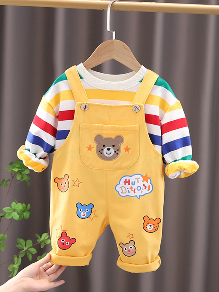 Cotton T-Shirt and Overalls Set