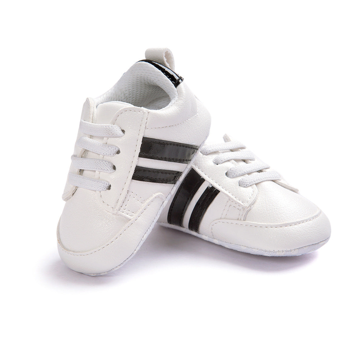 Striped Leather Non-Slip Soft Newborn Sneakers