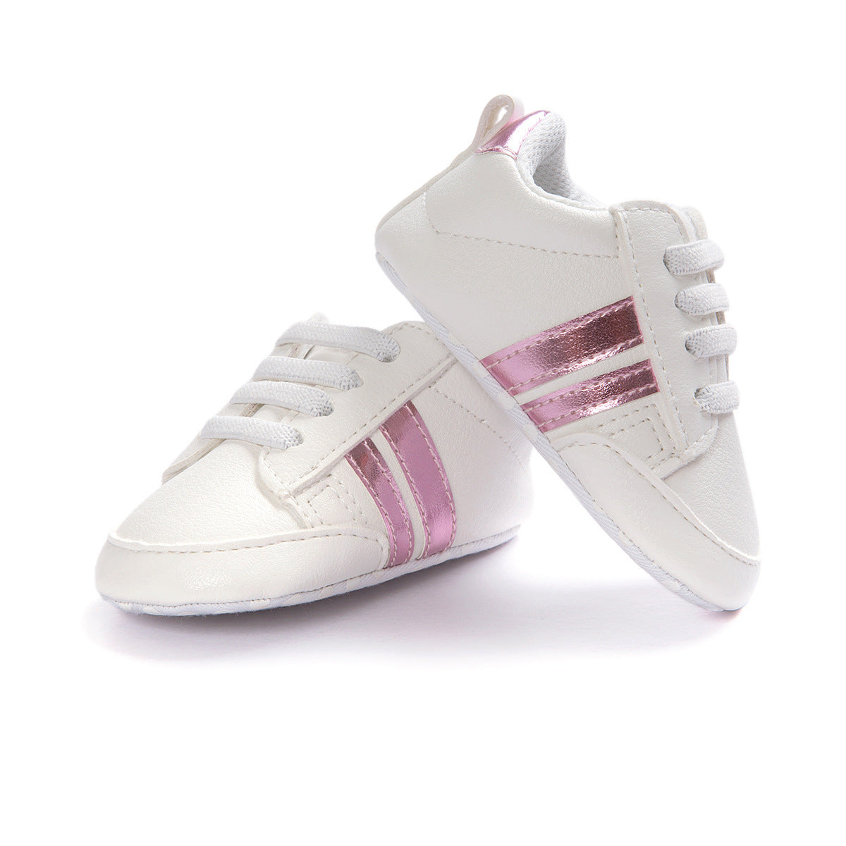 Striped Leather Non-Slip Soft Newborn Sneakers