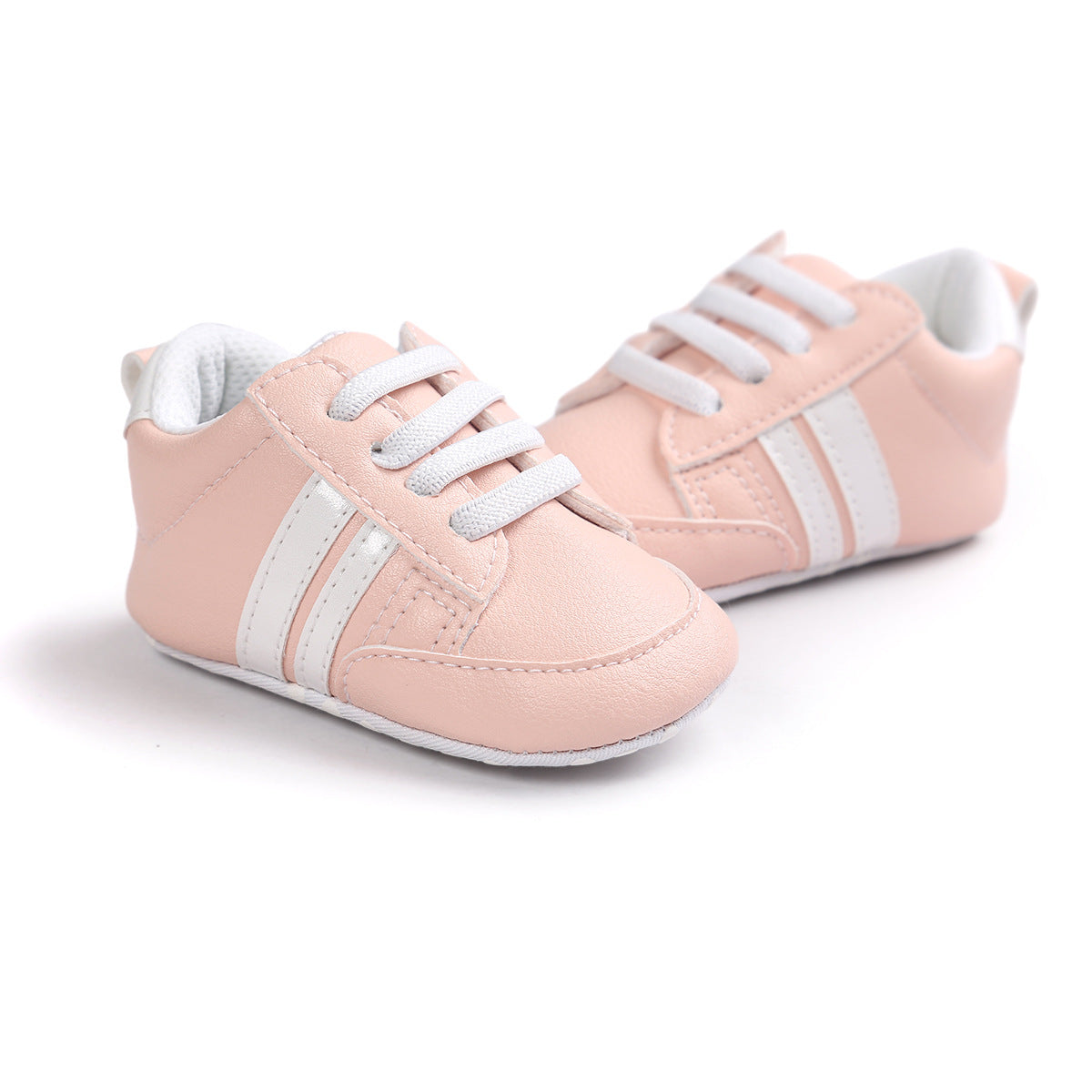 Striped Leather Non-Slip Soft Newborn Sneakers