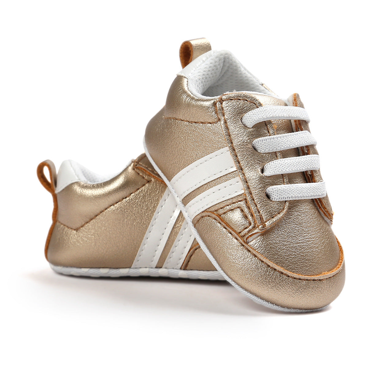 Striped Leather Non-Slip Soft Newborn Sneakers
