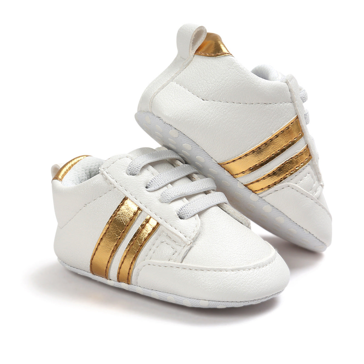 Striped Leather Non-Slip Soft Newborn Sneakers