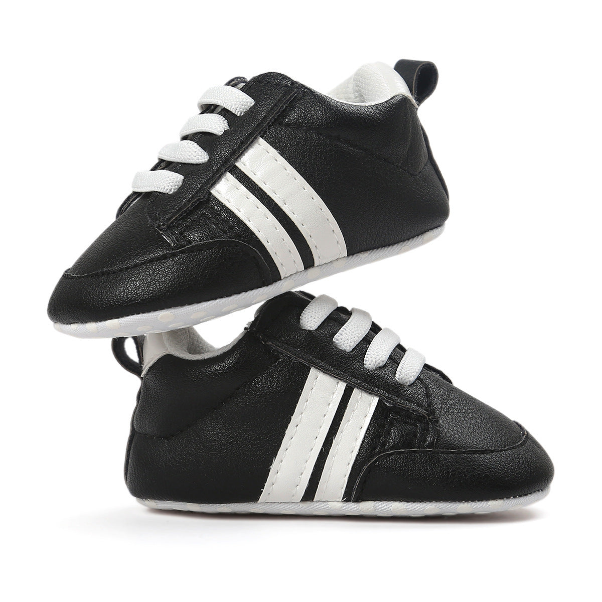 Striped Leather Non-Slip Soft Newborn Sneakers