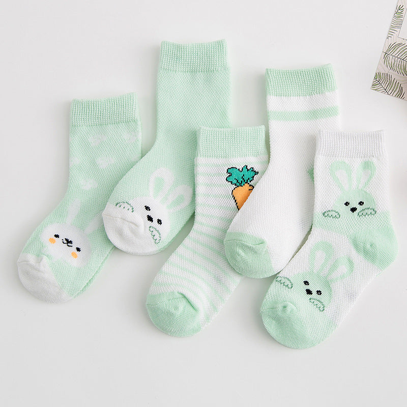 Cozy Cotton Baby Socks (5-Pack) – Soft, Non-Slip, and Adorable
