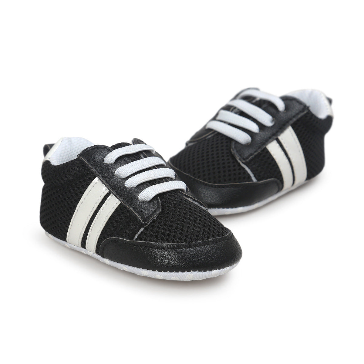 Striped Leather Non-Slip Soft Newborn Sneakers