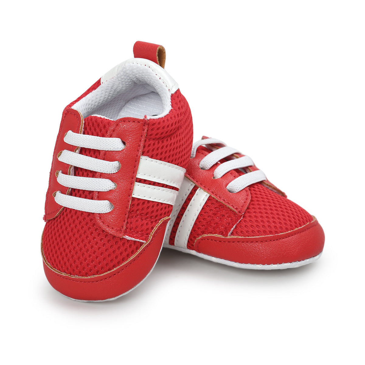Striped Leather Non-Slip Soft Newborn Sneakers