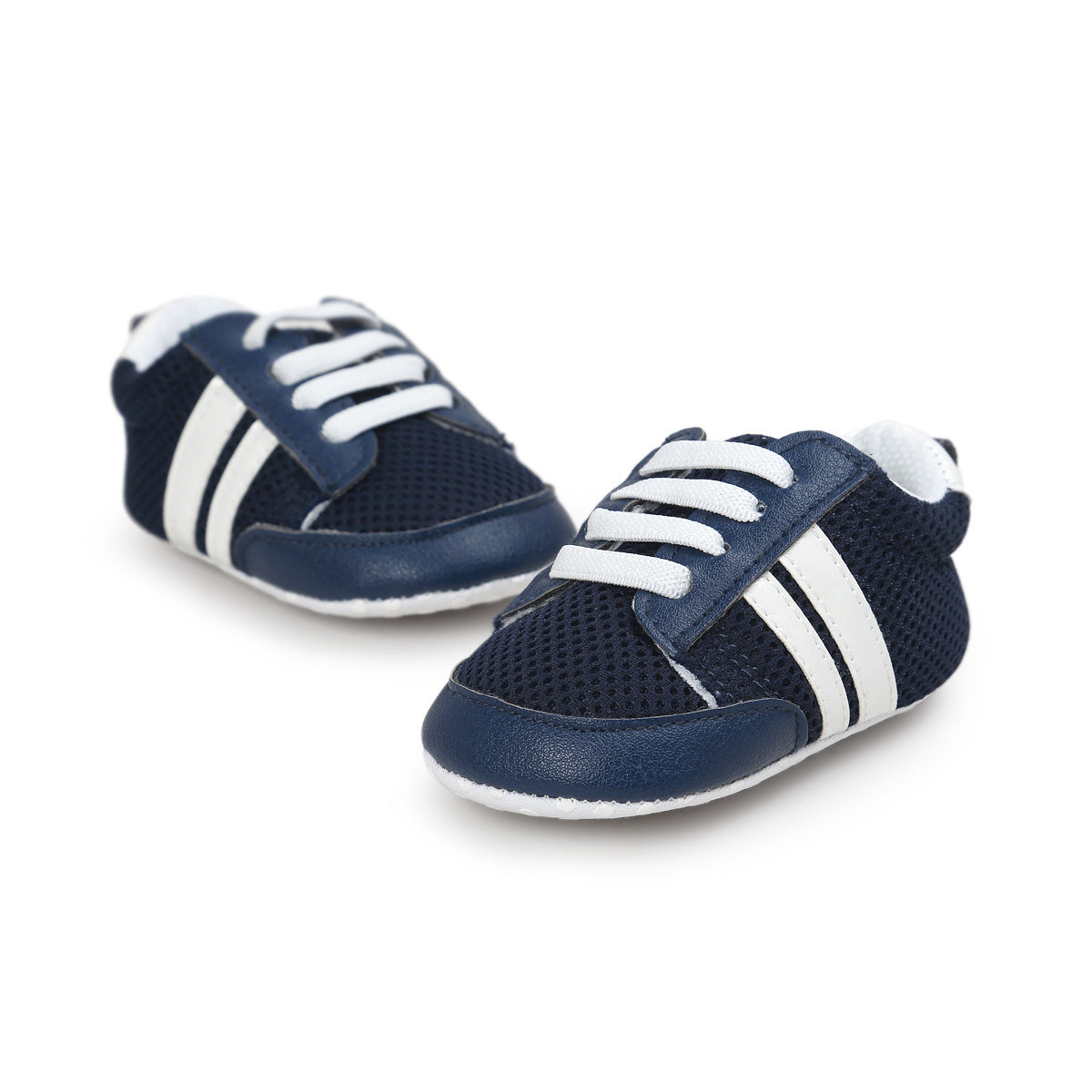Striped Leather Non-Slip Soft Newborn Sneakers
