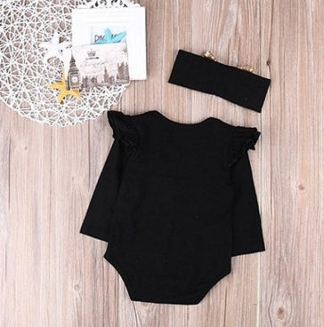 Mommy is My Bestie Baby Outfit – 2-Piece Romper & Head Scarf Set