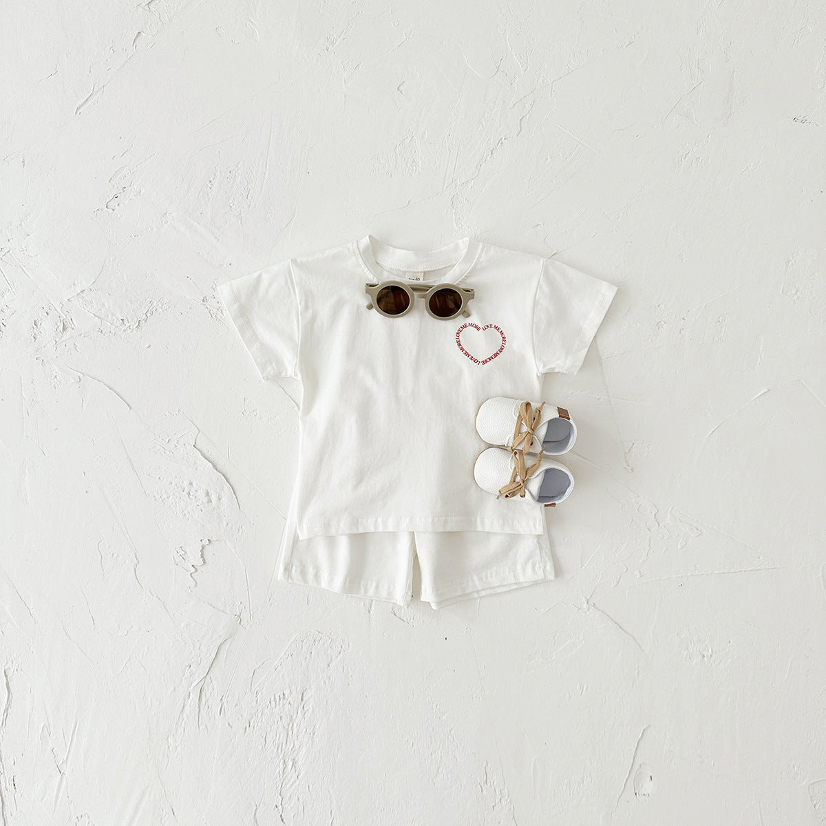Heart Print Short Sleeve Baby Set