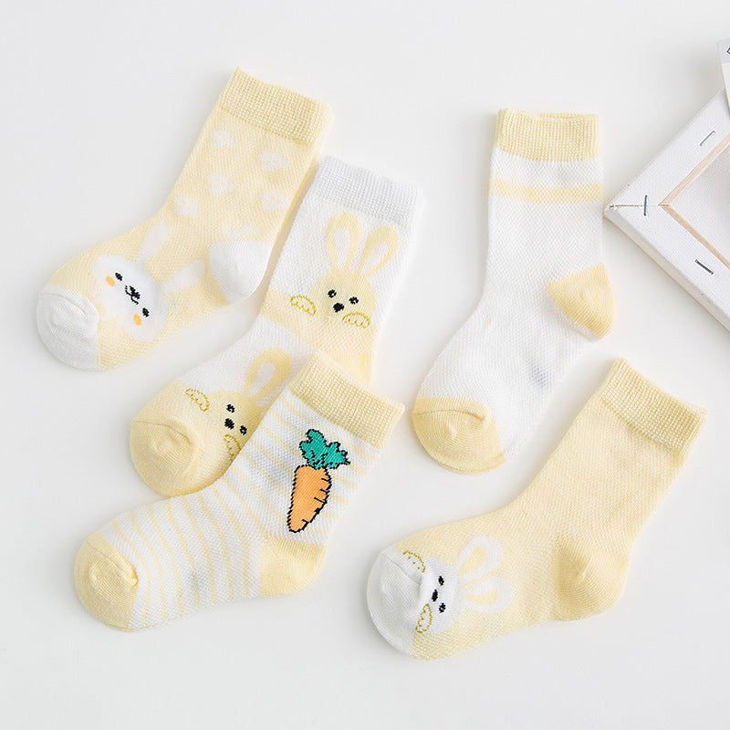 Cozy Cotton Baby Socks (5-Pack) – Soft, Non-Slip, and Adorable