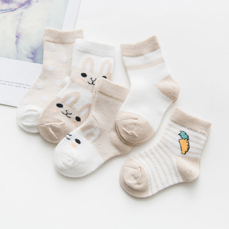 Cozy Cotton Baby Socks (5-Pack) – Soft, Non-Slip, and Adorable