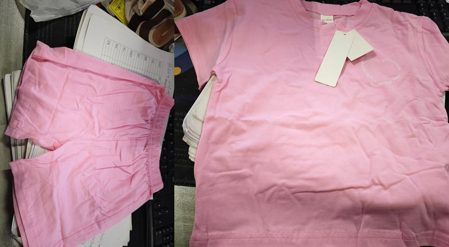 Heart Print Short Sleeve Baby Set