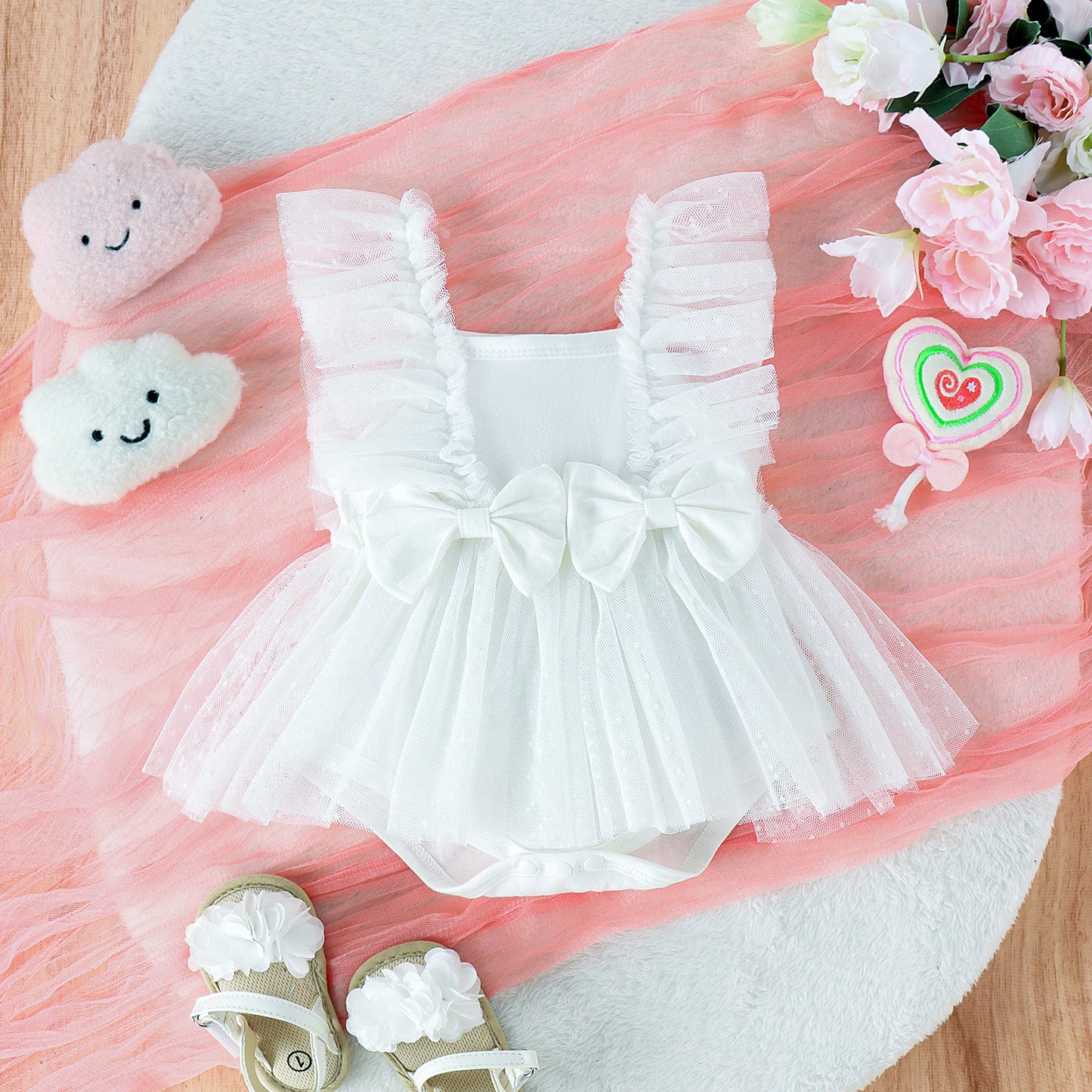 Princess Skirted Jumpsuit – Soft Cotton Bodysuit with Tulle Skirt