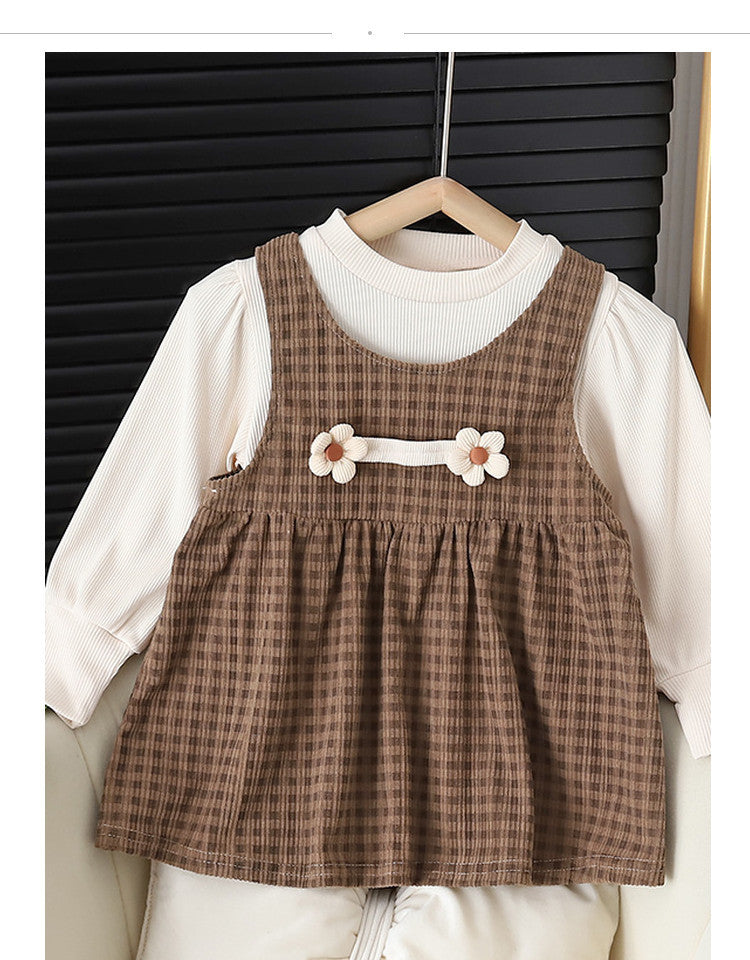 Floral Long-Sleeved Shirt and Dress Set