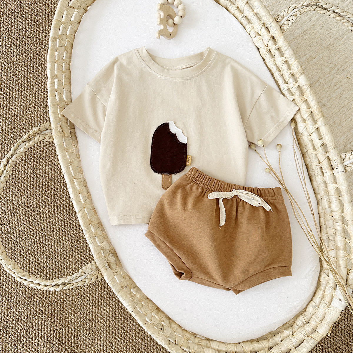 Girls Ice Cream Cotton Shorts Set