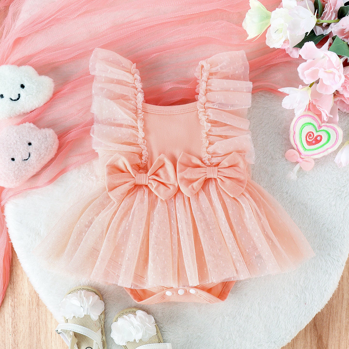 Princess Skirted Jumpsuit – Soft Cotton Bodysuit with Tulle Skirt