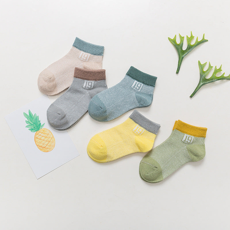 Cozy Cotton Baby Socks (5-Pack) – Soft, Non-Slip, and Adorable