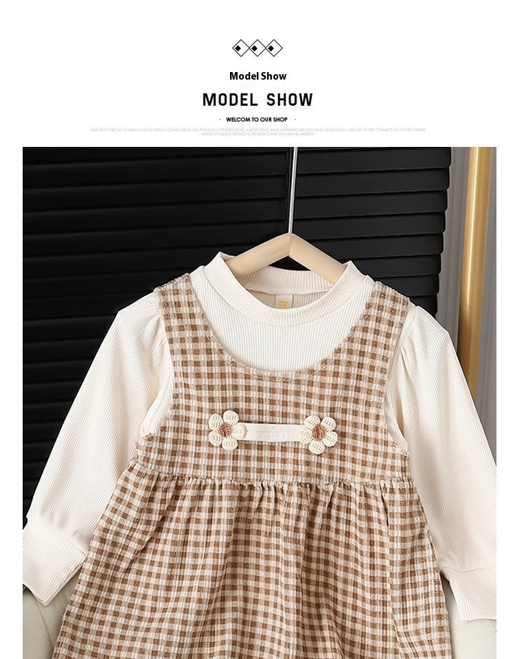 Floral Long-Sleeved Shirt and Dress Set