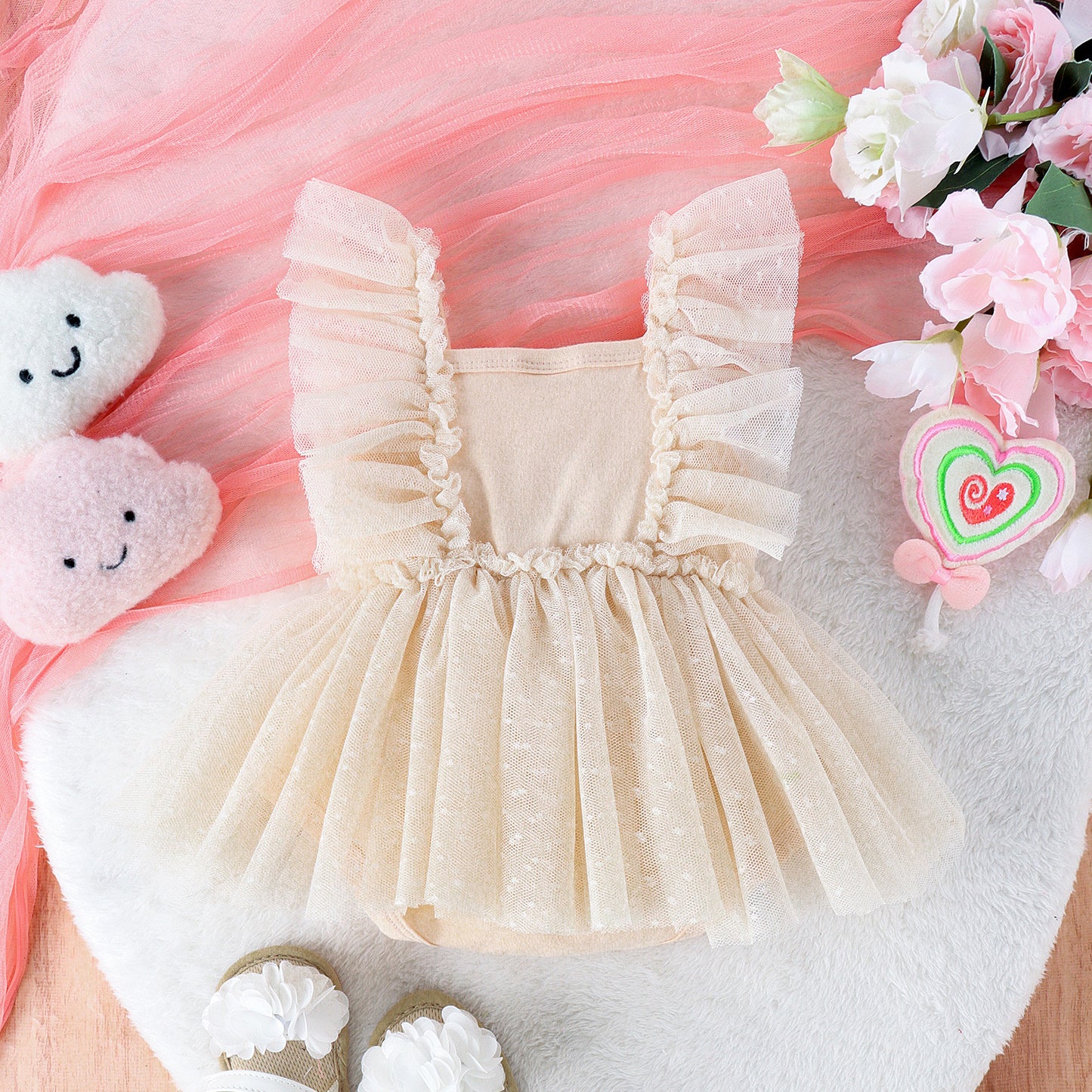 Princess Skirted Jumpsuit – Soft Cotton Bodysuit with Tulle Skirt