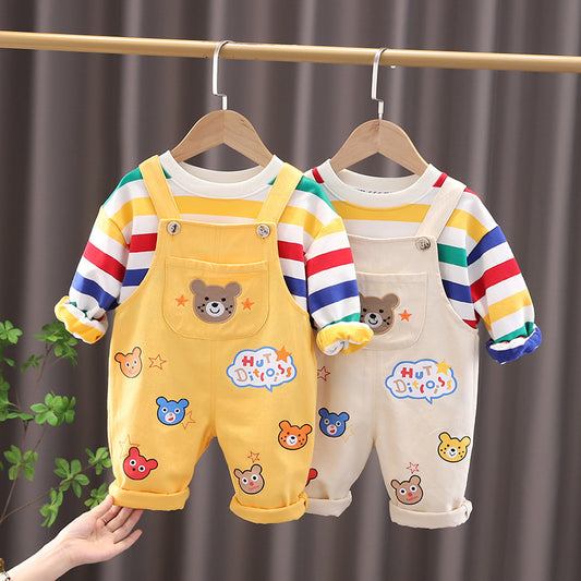 Cotton T-Shirt and Overalls Set