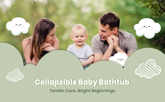 Green Collapsible Baby Bathtub with Temperature Sensor and Support Cushion