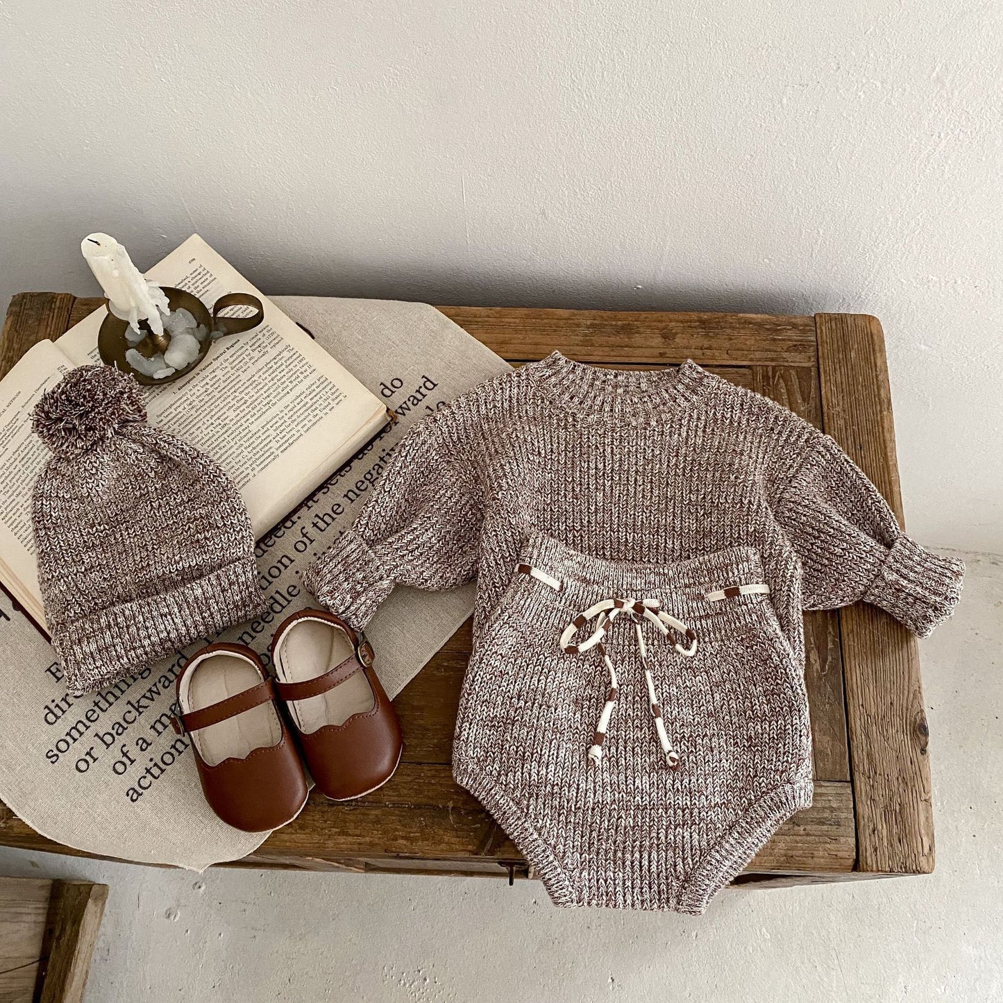 Cozy Knitted Baby Pullover 3 Piece Set