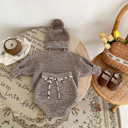 Cozy Knitted Baby Pullover 3 Piece Set
