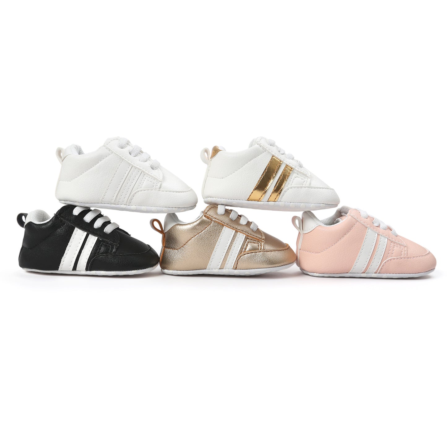 Striped Leather Non-Slip Soft Newborn Sneakers