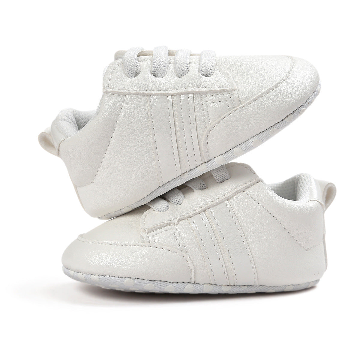Striped Leather Non-Slip Soft Newborn Sneakers