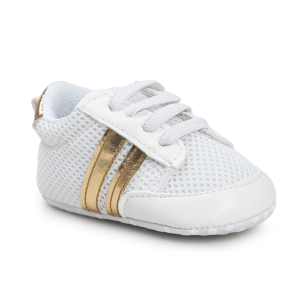 Striped Leather Non-Slip Soft Newborn Sneakers