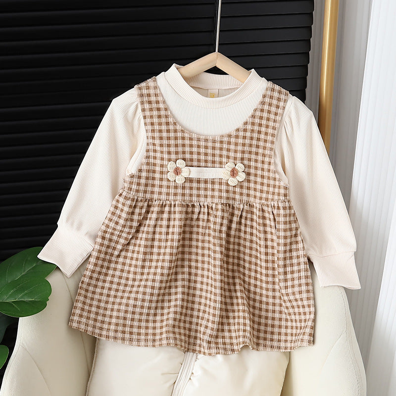 Floral Long-Sleeved Shirt and Dress Set