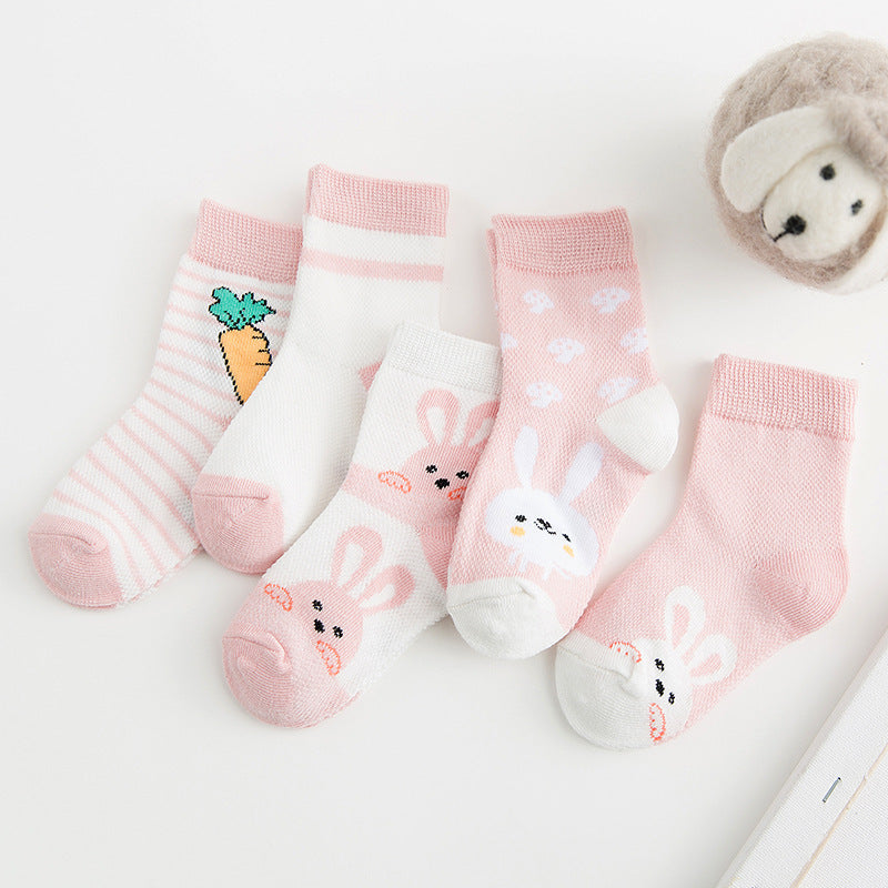 Cozy Cotton Baby Socks (5-Pack) – Soft, Non-Slip, and Adorable