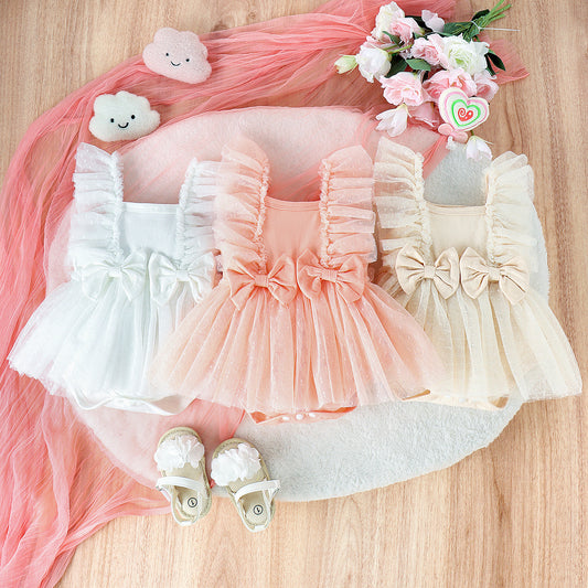 Princess Skirted Jumpsuit – Soft Cotton Bodysuit with Tulle Skirt