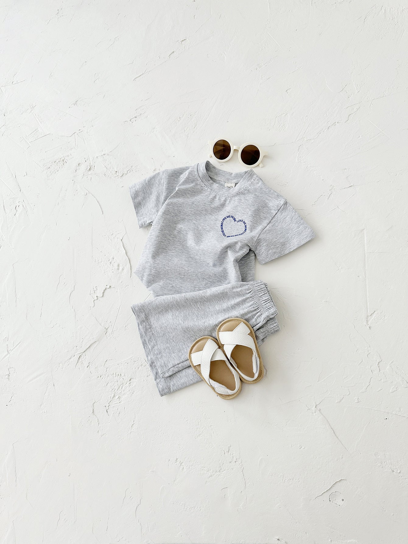 Heart Print Short Sleeve Baby Set