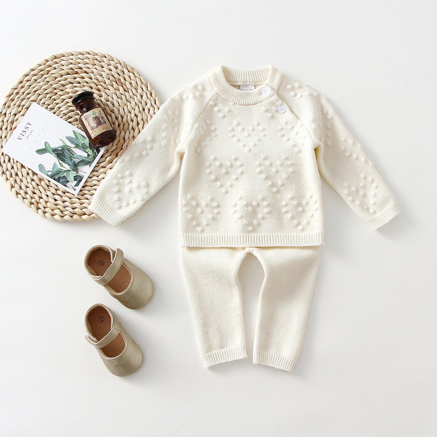 Cozy Heart Knit Sweater and Pants Set