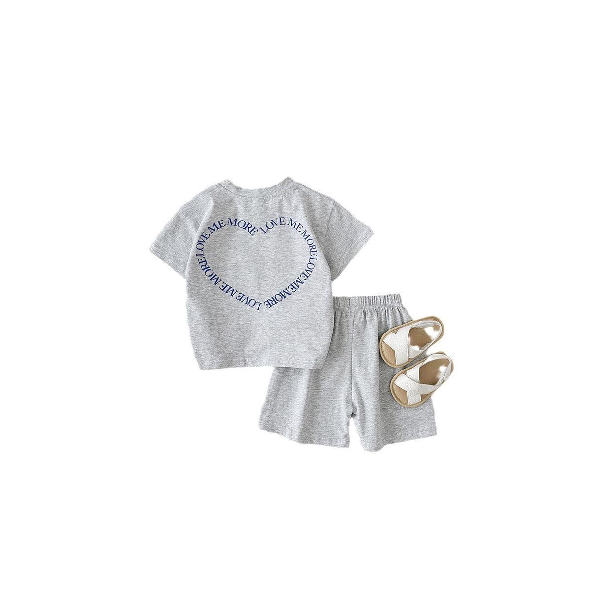 Heart Print Short Sleeve Baby Set