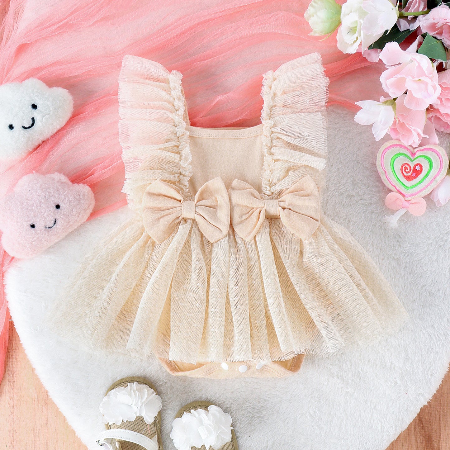 Princess Skirted Jumpsuit – Soft Cotton Bodysuit with Tulle Skirt