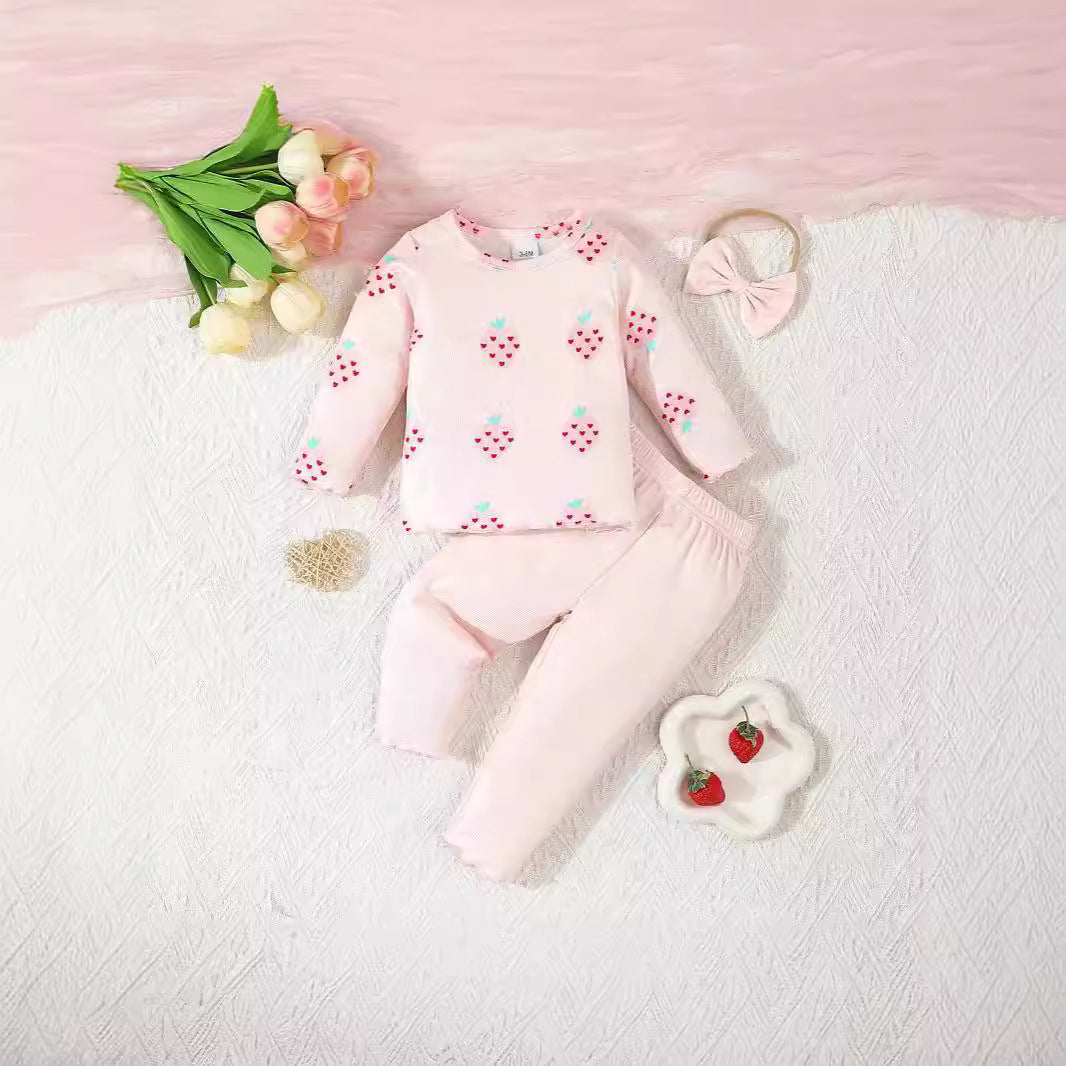 3-Piece Baby Outfit Set – Long Sleeve Bodysuit, Pants, and Hat