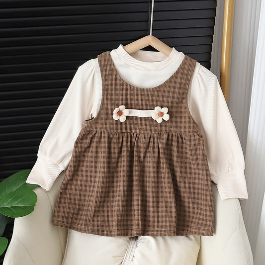 Floral Long-Sleeved Shirt and Dress Set