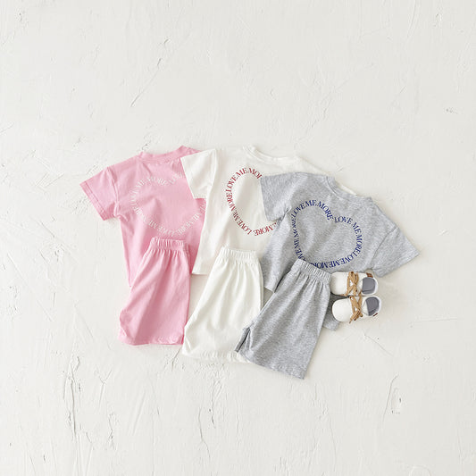 Heart Print Short Sleeve Baby Set