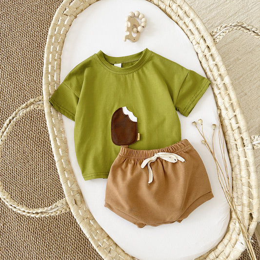 Girls Ice Cream Cotton Shorts Set