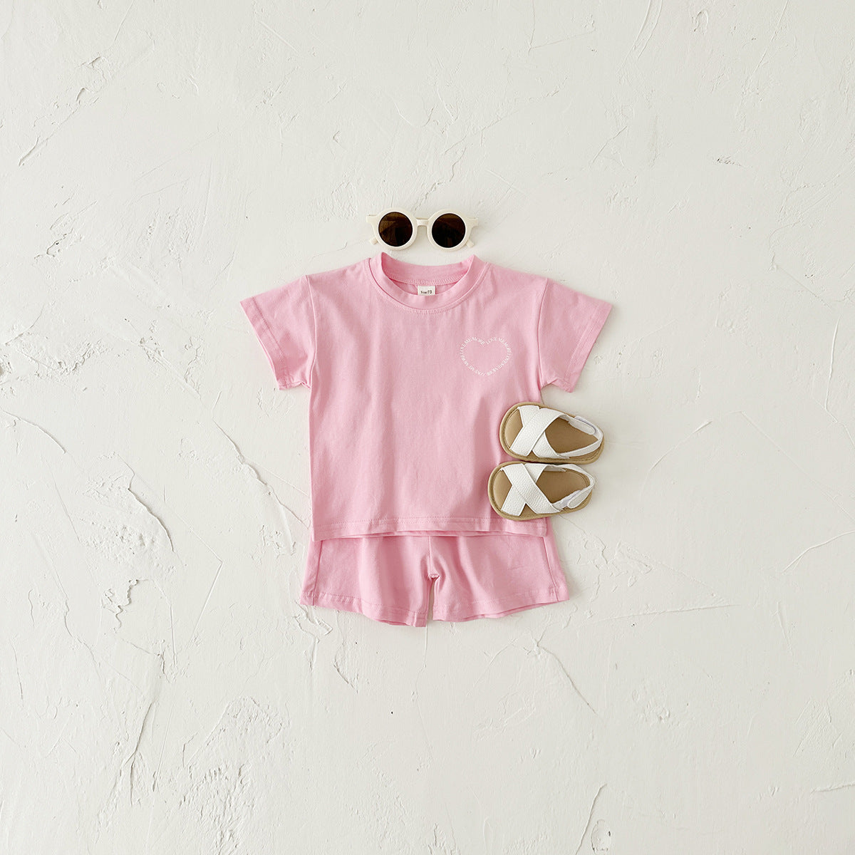 Heart Print Short Sleeve Baby Set
