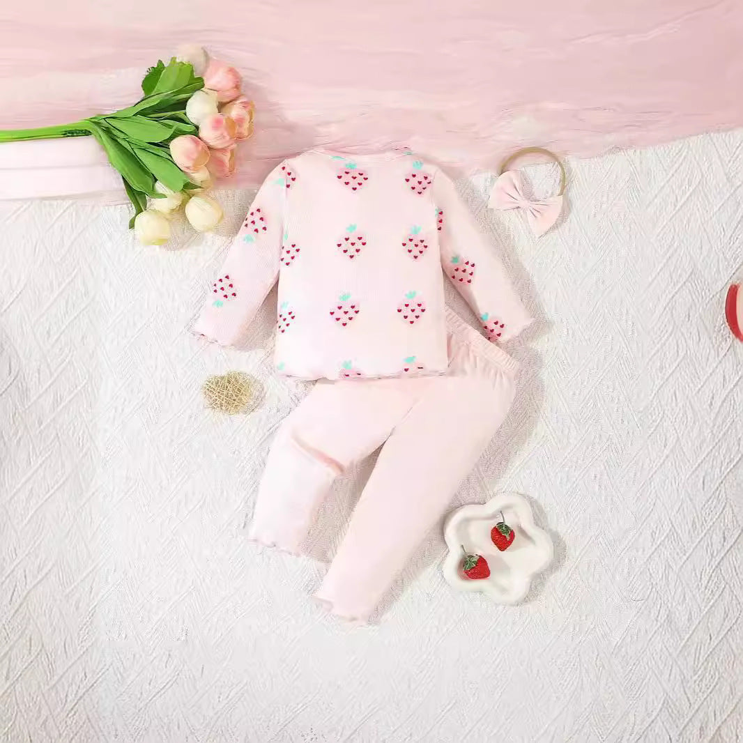 3-Piece Baby Outfit Set – Long Sleeve Bodysuit, Pants, and Hat