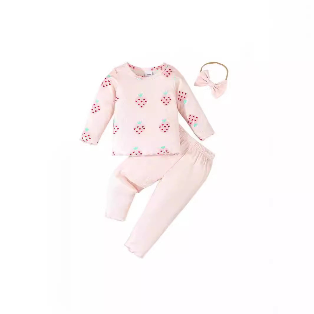 3-Piece Baby Outfit Set – Long Sleeve Bodysuit, Pants, and Hat